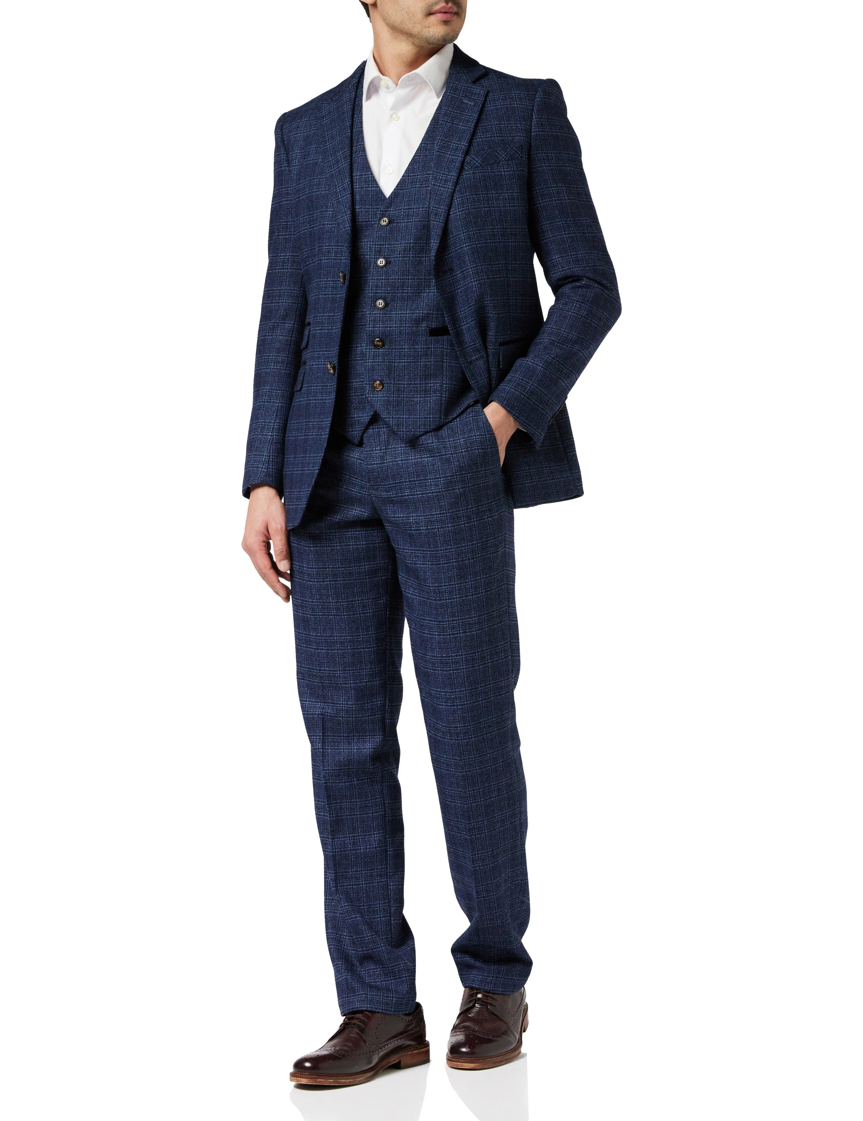 ABEL - Stijlvolle Marineblauw Tweed Jacket & Gilet Set: Klassiek Elegance, Jouw Perfecte Look!