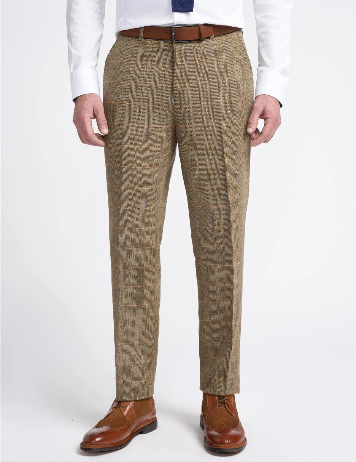 Albert's Elegante Bruin Tweed Check Broek: Tijdloze Stijl, Perfecte Pasvorm, Jouw Nieuwe Favoriet!